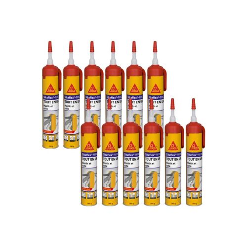 Lot de 12 mastics colle multi-usages SIKA Sikaflex 11 FC Purform - sans pistolet - Blanc - 260 g