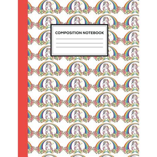 Composition Notebook: Wonderful Rainbow Unicorn Design Composition Notebook With Picture Space 100 Pages, 8.5 X 11 ( Notebook For Kids)