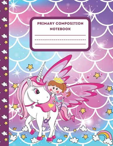 Primary Composition Notebook: Story Journal Dotted Midline And Picture Space | Grades K-2 Composition School Exercise Book |110 Story Pages (Cute Unicorn Face Composition Notebook For Kids Girls)