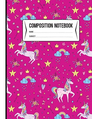 Primary Composition Notebook: Cute Unicorn Primary Composition Notebook College Ruled Lined Pages Book | Wide Ruled Blank Lined Primary Composition ... Elementary School Supplies Student Teacher