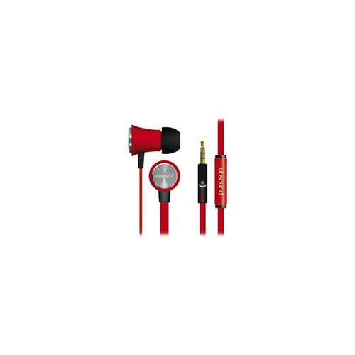 UBSOUND Fighter - Écouteurs avec micro - intra-auriculaire - filaire - jack 3,5mm - isolation acoustique - rouge