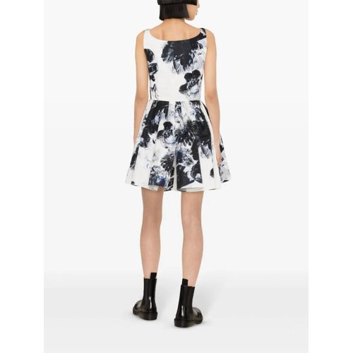 Alexander Mcqueen Robe Chiaroscuro À Fleurs En Jacquard - Blanc