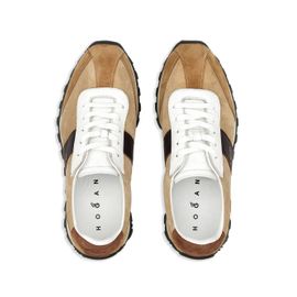 Hogan Baskets En Daim H671 À Empiècements - Tons Neutres