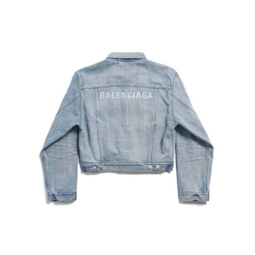Balenciaga Veste En Jean À Logo Imprimé - Bleu