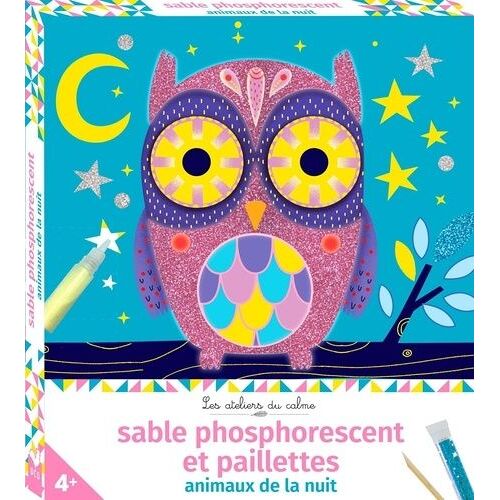 Sables Phosphorescents Et Paillettes Animaux De La Nuit - Avec 5 Tableaux, 1 Tube De Sable Phosphorescent, 3 Tubes De Paillettes, 1 Stylet