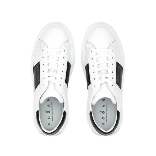 Hogan Baskets H-Stripes En Daim - Blanc