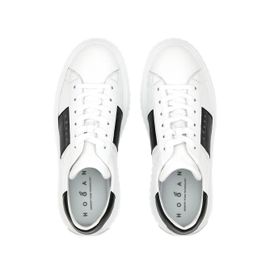 Hogan Baskets H-Stripes En Daim - Blanc