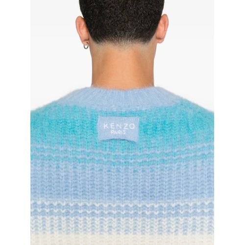 Kenzo Pull Rayé À Col Rond - Bleu
