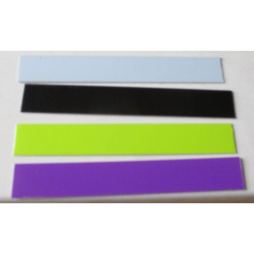 Languettes De Couleurs Plastifiées Noir, Vert, Mauve, Gris - 1.5x10cm - 3 Lots De 4 Languettes Reversibles Chaque - Sous Cellophane