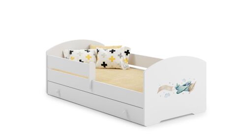 Lit enfant + tiroir + matelas + barriere de securite 160x80