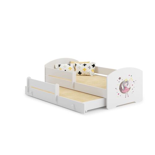Lit gigogne enfants 160x80 + 2 matelas + 2 sommiers + barriere de securite