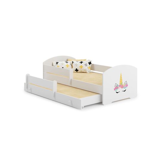 Lit gigogne enfants 160x80 + 2 matelas + 2 sommiers + barriere de securite