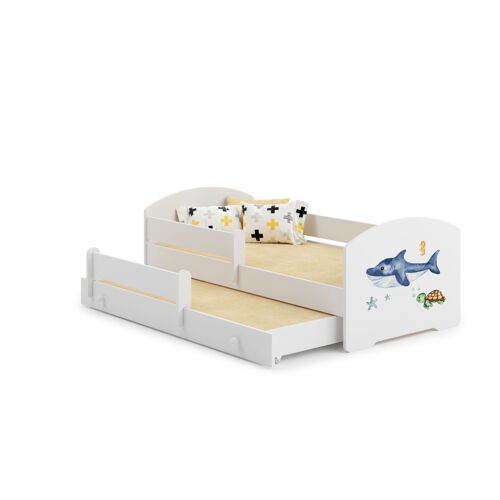 Lit gigogne enfants 160x80 + 2 matelas + 2 sommiers + barriere de securite