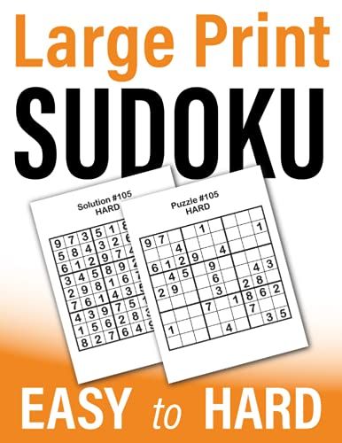 Large Print Sudoku Easy To Hard: 105 Puzzles For Adults With One Puzzle Per Page