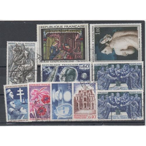 France 1967: Lot De 10 Timbres Oblitérés En Très Bon État.