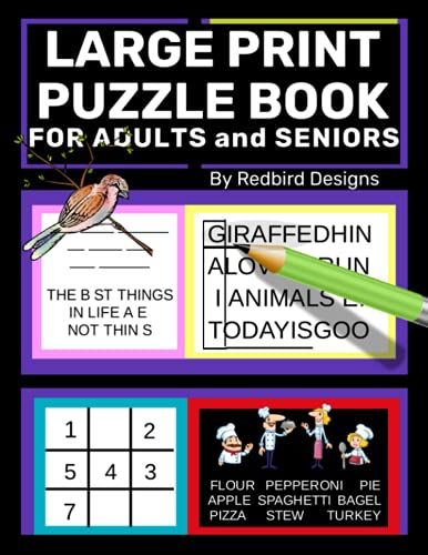 Large Print Puzzle Book For Adults And Seniors: Months Of Fun - Word Search, Find The Difference, Sudoku, Cryptograms, And More