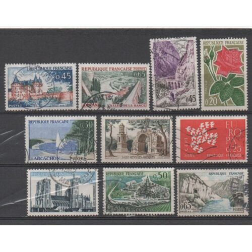 France 1957/1963: Lot De 10 Timbres Oblitérés En Très Bon État.