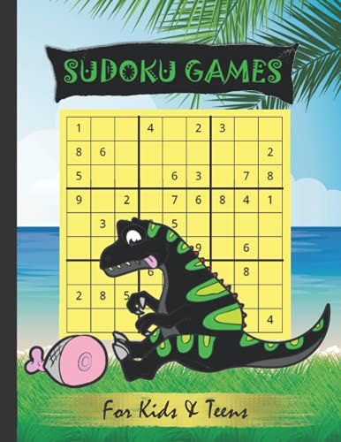 Sudoku Games For Kids And Teens: Easy Level Volume 1, Large Print With Solutions: Brain Training Games On A Trip: Go On Vacation With A Dinosaur