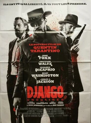 Django Unchained - Affiche Originale De Cinéma - Format 120x160 Cm - Un Film De Quentin Tarantino Avec Christoph Waltz, Samuel L. Jackson, Leonardo Dicaprio, Jamie Foxx, Kerry Washington - Année 2013
