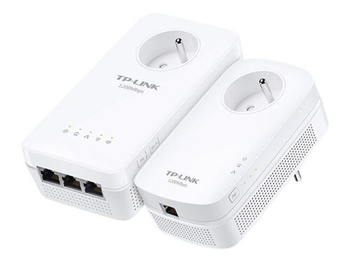 TP-Link TL-WPA8635P KIT V3 - Wi-Fi Kit - kit d'adaptation pour courant porteur - commutateur 3 ports - GigE, HomePlug AV (HPAV) 2.0, IEEE 1901 - Wi-Fi 5 - Bi-bande - Branchement mural