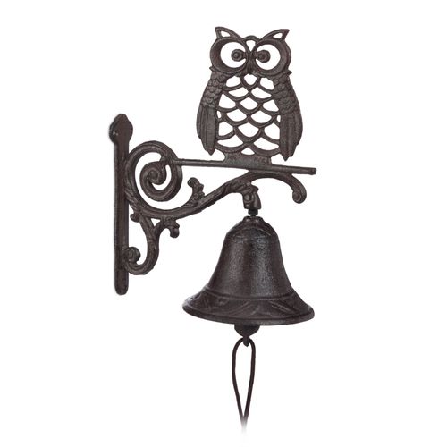 Relaxdays Cloche Sonnette Murale Fonte Chouette Hibou Clochette Porte Seuil Jardin Vintage