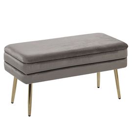 Bout De Lit En Velours Gris Avec Rangement Durham