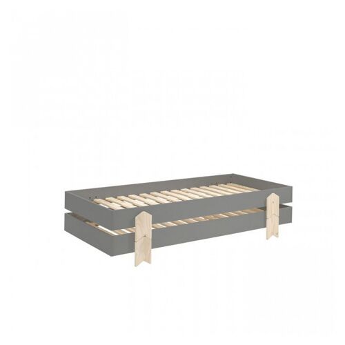 2 Lits Modulo Arrow Gris Empilables 90x200 L 203,6 X Lg 93,8 X H 27,5 Cm