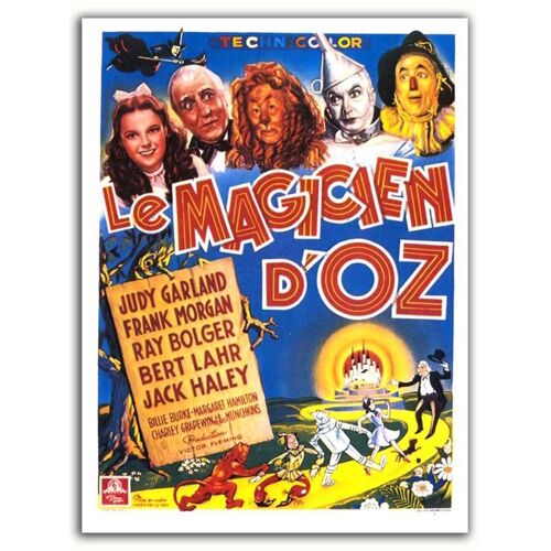 Le Magicien D'oz - Véritable Affiche De Cinéma Pliée - Format 120x160 Cm - De Victor Fleming, King Vidor, George Cukor Avec Judy Garland, Frank Morgan, Ray Bolger, Bert Lahr - 1946 Ressortie 1999