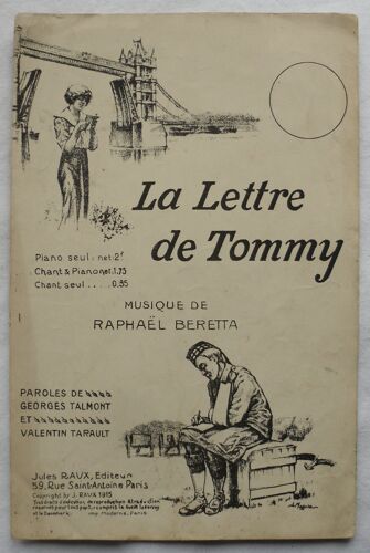 Partition Et Paroles De Chanson - La Lettre De Tommy (D'après La Valse "Kiss Me Dolly").