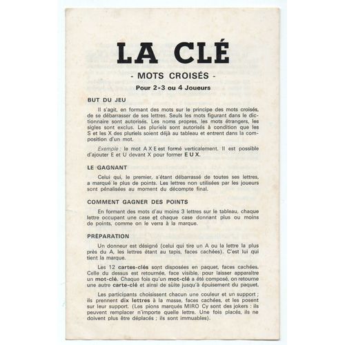 Notice Règle Du Jeu La Clé