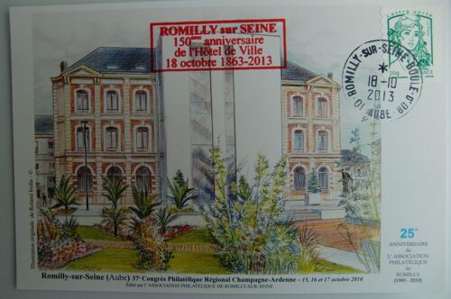 Carte Postale Romilly Sur Seine - 150è Anniversaire De L'hôtel De Ville - Cachet Du Jour