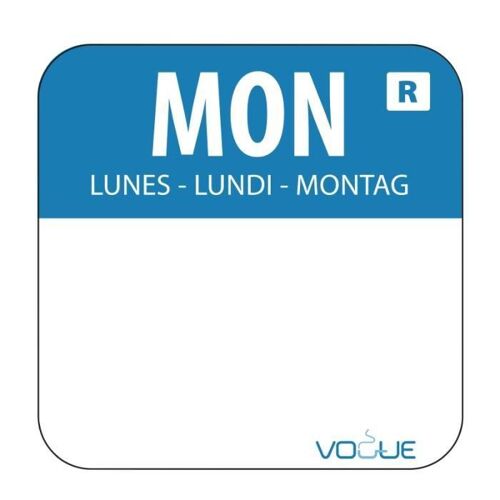 Etiquettes Alimentaires Et Distributeur Code Couleur Bleu Lundi 24 Mm - Vogue - Lot De 1000