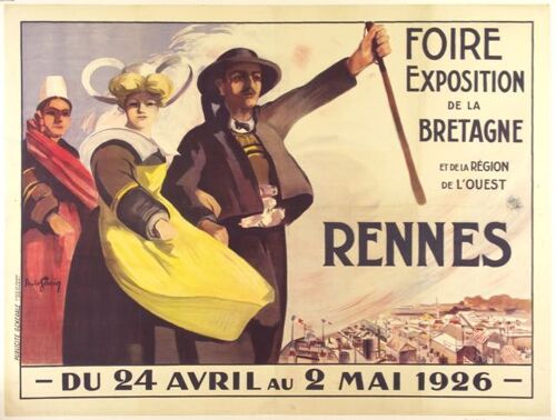 Affiche Foire Exposition De La Bretagne Rennes 1926 