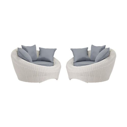Lot De 2 Fauteuils De Jardin En Résine Tressée Écru - Whiteheaven