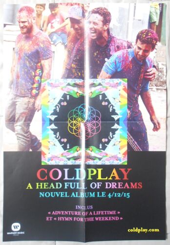 Coldplay A Head Full Of Dreams Bon De Préco/Plan Média/Poster Format 58x40 Très Rare