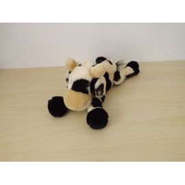 Doudou Peluche Vache Noire Allongée Blanche Sigikid
