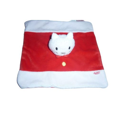 Doudou Ours Musti Plat Blanc Rouge Bengy