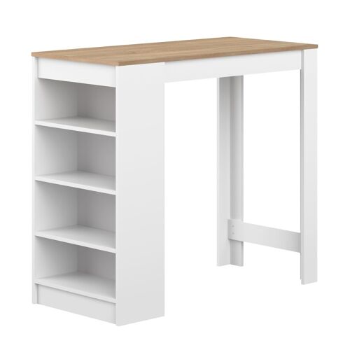 Meuble Bar Aravis Blanc Et Chêne Naturel 115 X 102,7 - Temahome