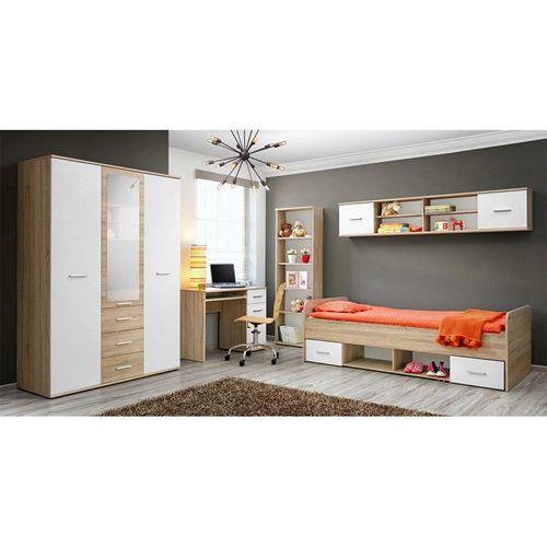 Chambre Complète Enfant, Ado Collection Denver. Armoire 3 Portes, Lit, Bibliothèque, Bureau Et Étagère