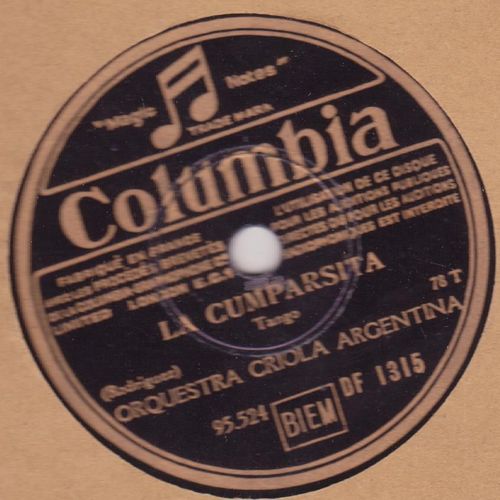 25 Cm 78 Trs La Cumparsita / Chique