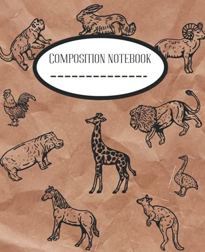 Composition Notebook: Wild Animals Vintage Wide Ruled Notebook Journal For Women Men For Students And Kids