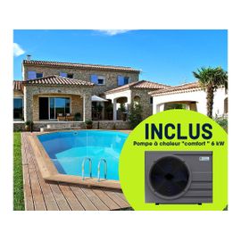 Piscine bois " Palma " - 7.57 x 4.07 x 1.31 m + Pompe à chaleur 6.1 kW