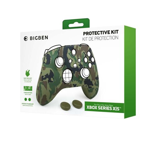 Silicone Skin Pour Manette Xbox + Une Paire De Grips Pour Joystick, Couleur Camouflage Vert