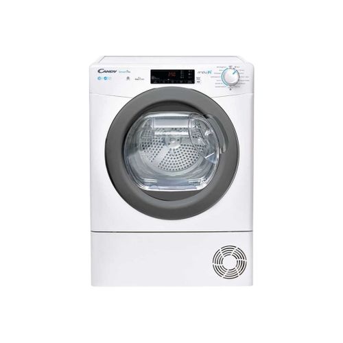Sèche-linge Candy CSOE C10TREX-47 - 59.6x58.5x85 cm (lxpxh) - chargement frontal - blanc avec porte graphite