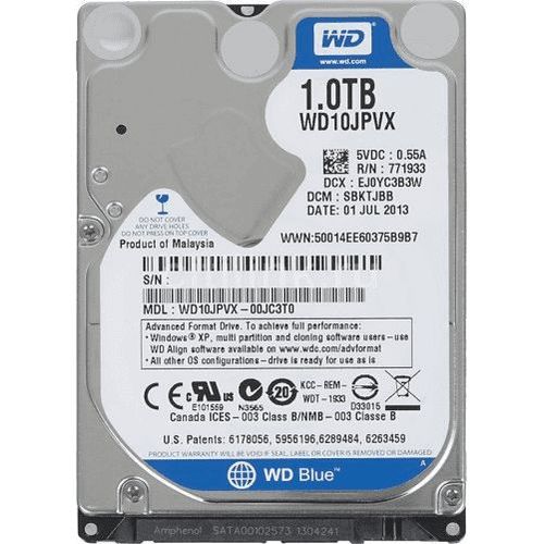 WD Blue WD10JPVX - Disque dur - 1 To - interne - 2.5" - SATA 6Gb/s - 5400 tours/min - mémoire tampon : 8 Mo