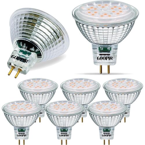 Kal-Ampoules Led Gu5.3 Mr16 Blanc Chaud 3000k, 6,5w Equivalent À 50w Halogène Lampe, 610 Lumens, Ac/Dc 12v Spot Sans Scintillement, Non Dimmable, Angle De Faisceau 38°, Lot De 6