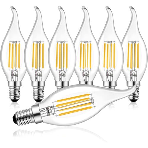 Kal-Lampes Bougies À Filament Led E14 Dimmables C35, Lampes Bougies Led E14 4w, Ampoule À Rafale De Bougie Led Blanc Chaud 2700kelvin, Verre Clair, 6 Unité