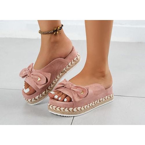 Tongs Tissées Semellespaisses Pour Femmes, Pantoufles Talons Hauts En Pu, Nouvelle Mode