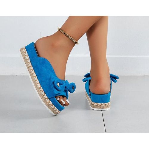 Tongs Tissées Semellespaisses Pour Femmes, Pantoufles Talons Hauts En Pu, Nouvelle Mode