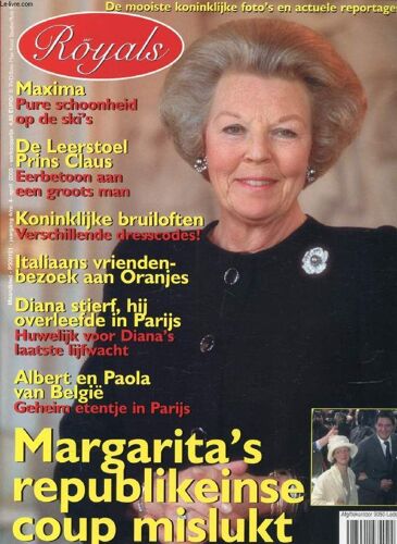 Royals, Nr. 4, April 2003 (Inhoud: Margarita's Republikeinse Coup Mislukt. Maxima, Pure Schoonheid Op De Ski's. De Leerstoel Prins Claus, Eerbetoon Aan Een Groots Man. Diana Stierf, Hij ...